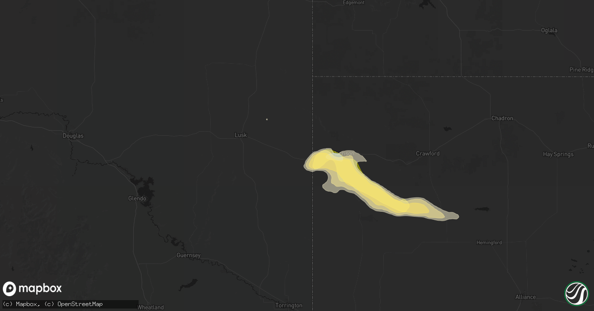 Hail map in Van Tassell, WY on September 18, 2026
