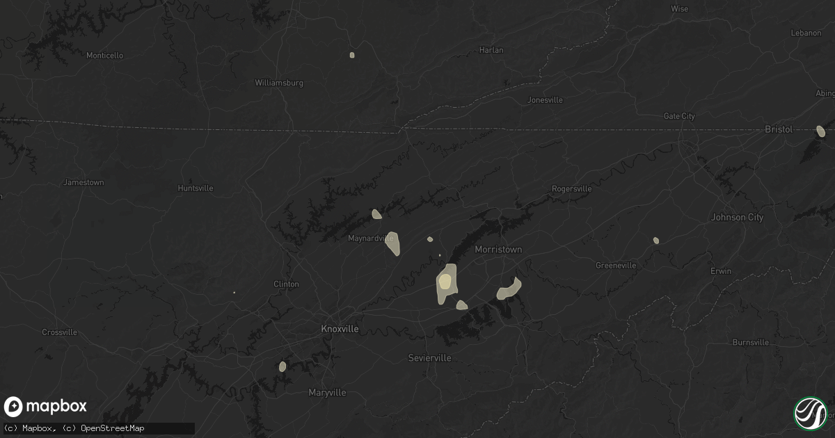 Hail map in Washburn, TN on September 18, 2026