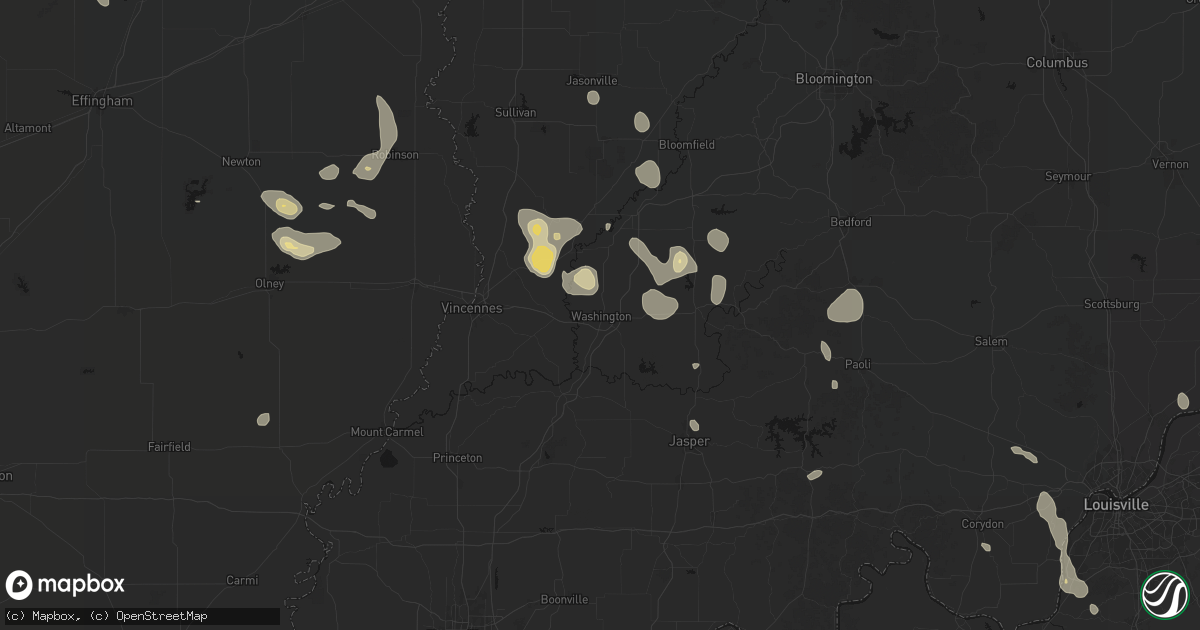 Hail map in Washington, IN on September 18, 2026