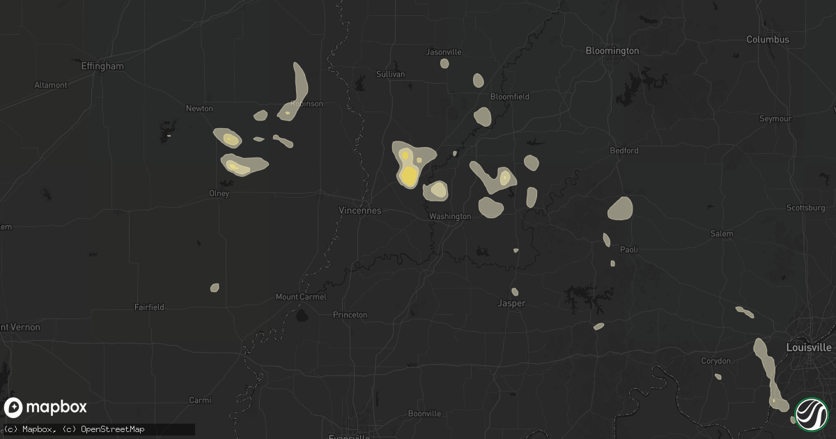 Hail map in Wheatland, IN on September 18, 2026