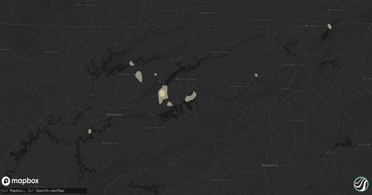 Hail map in White Pine, TN on September 18, 2026