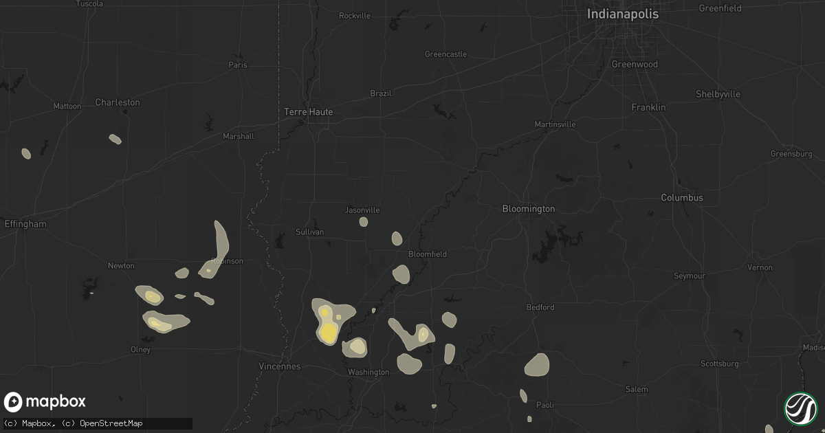Hail map in Worthington, IN on September 18, 2026