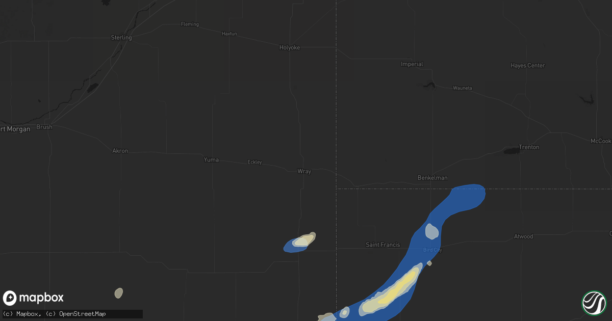 Hail map in Wray, CO on September 18, 2026
