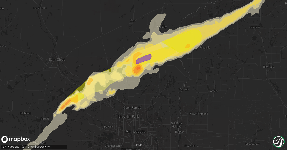 Hail map in Harris, MN on September 19, 2013