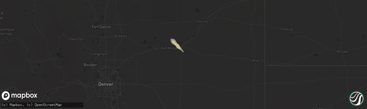 Hail map in Brush, CO on September 19, 2014