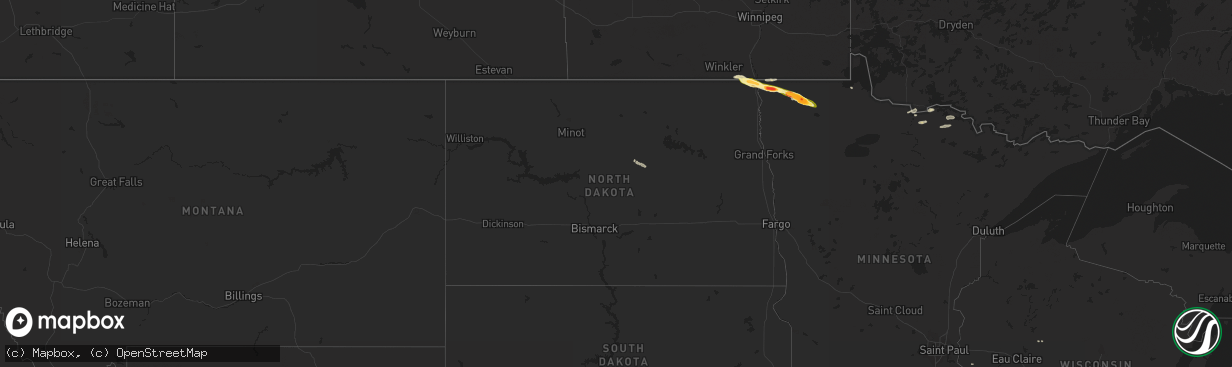 Hail map in North Dakota on September 19, 2014