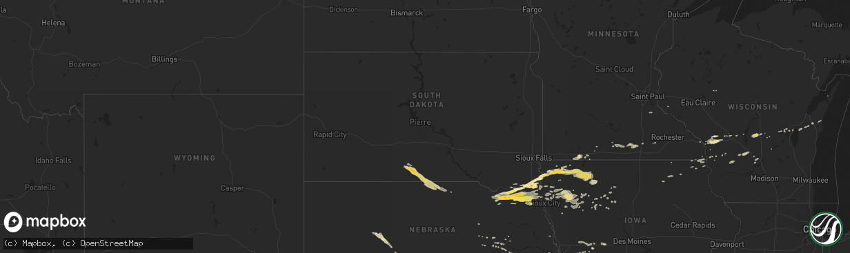 Hail map in South Dakota on September 19, 2014