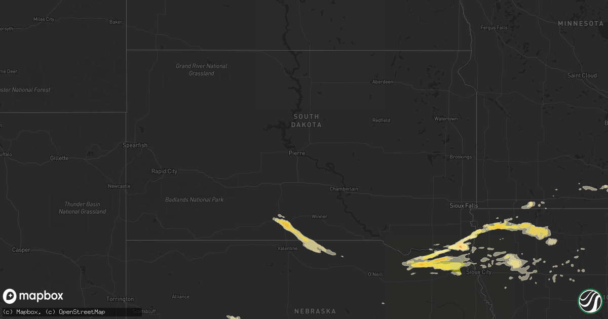 Hail map in South Dakota on September 19, 2014