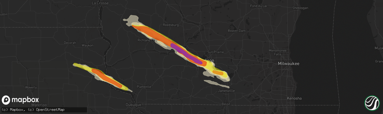 Hail map in Cross Plains, WI on September 19, 2016