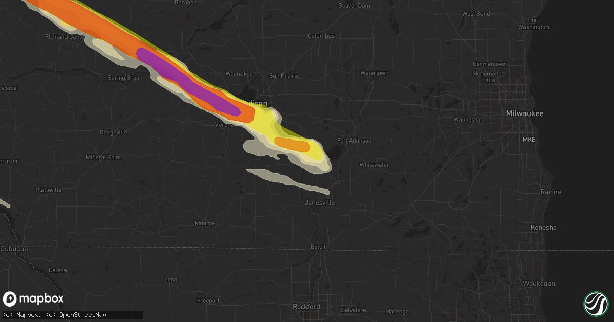 Hail map in Edgerton, WI on September 19, 2016