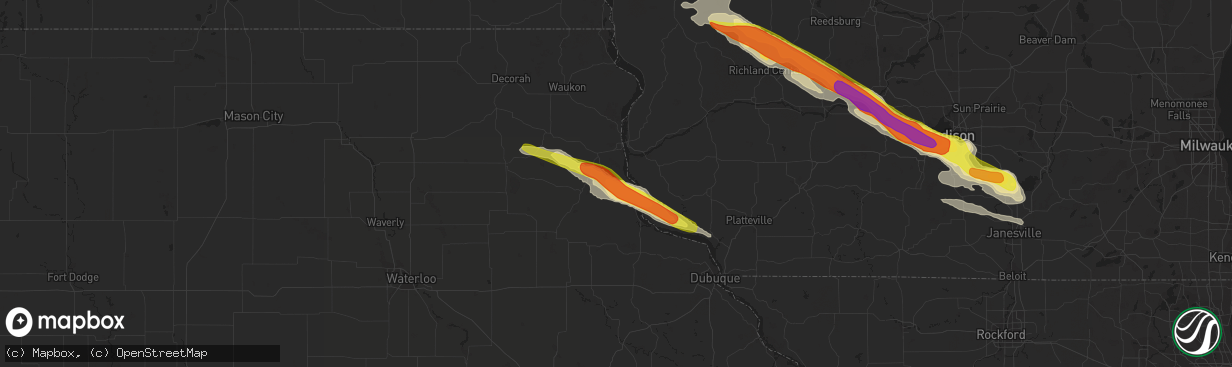 Hail map in Garnavillo, IA on September 19, 2016