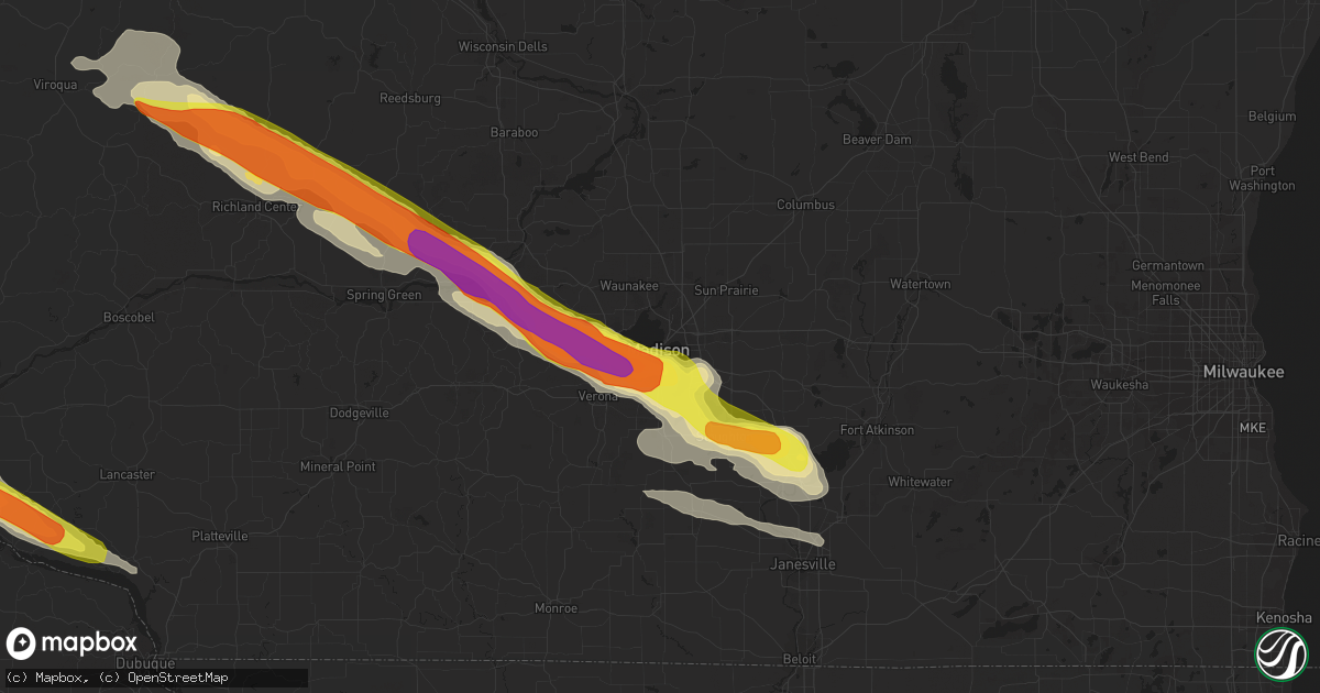 Hail map in Madison, WI on September 19, 2016