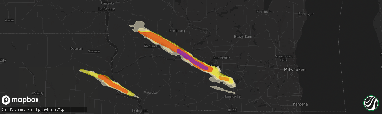 Hail map in Mazomanie, WI on September 19, 2016