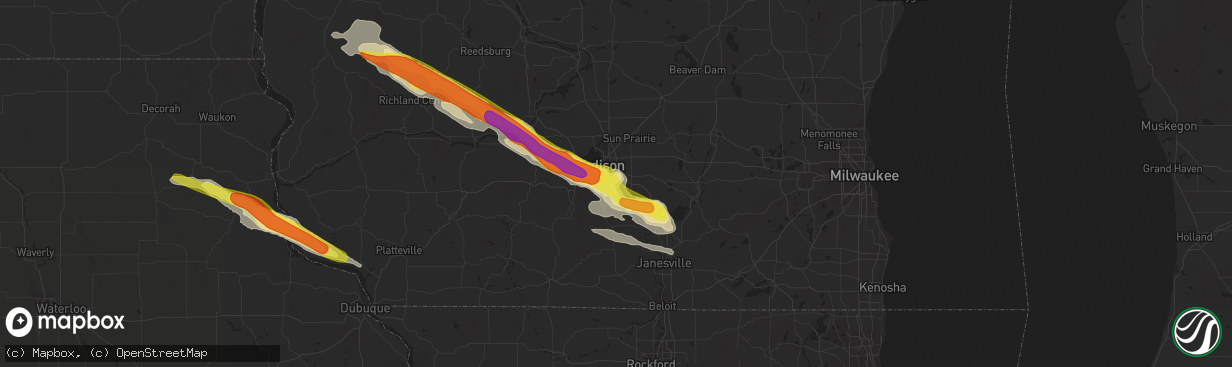 Hail map in Mcfarland, WI on September 19, 2016