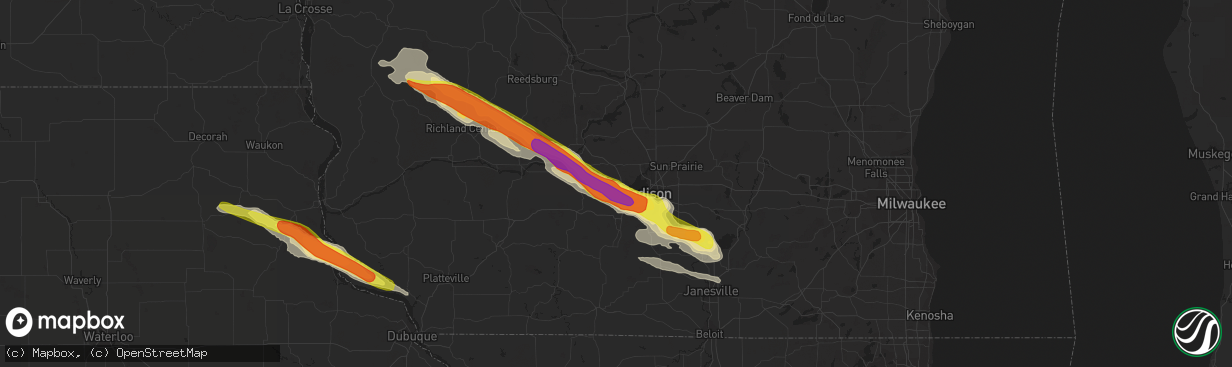 Hail map in Middleton, WI on September 19, 2016