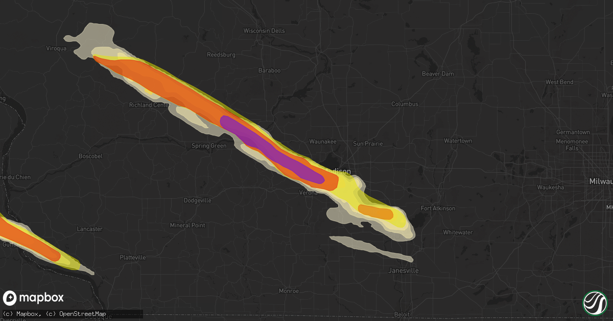 Hail map in Middleton, WI on September 19, 2016