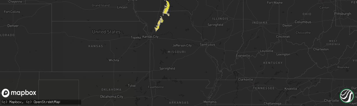 Hail map in Missouri on September 19, 2016