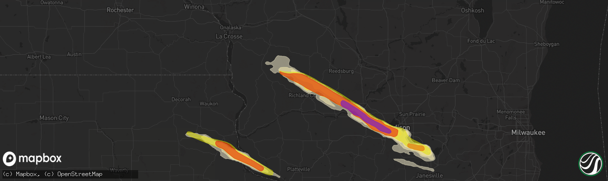 Hail map in Richland Center, WI on September 19, 2016