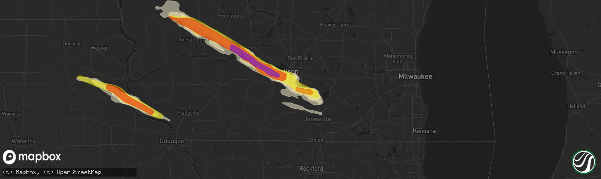 Hail map in Stoughton, WI on September 19, 2016