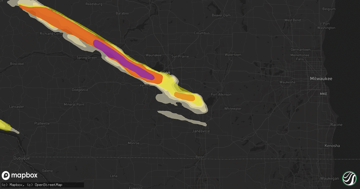 Hail map in Stoughton, WI on September 19, 2016