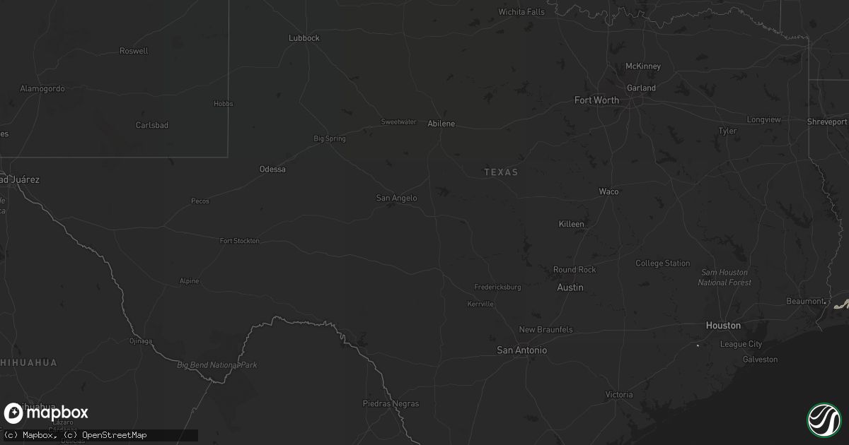 Hail map in Texas on September 19, 2016
