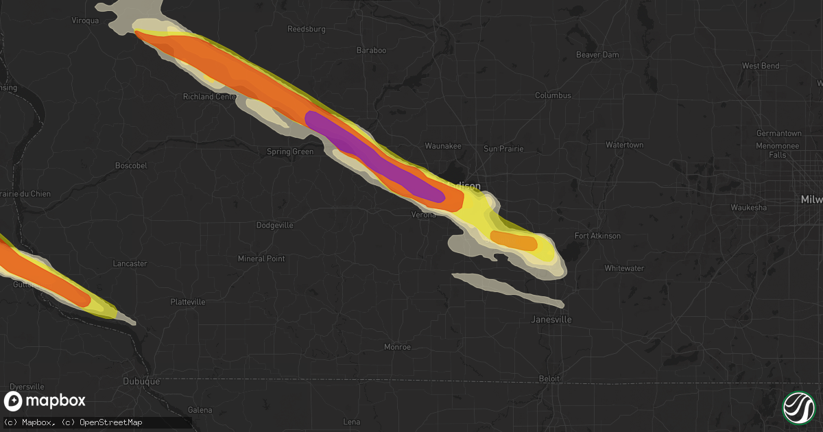Hail map in Verona, WI on September 19, 2016