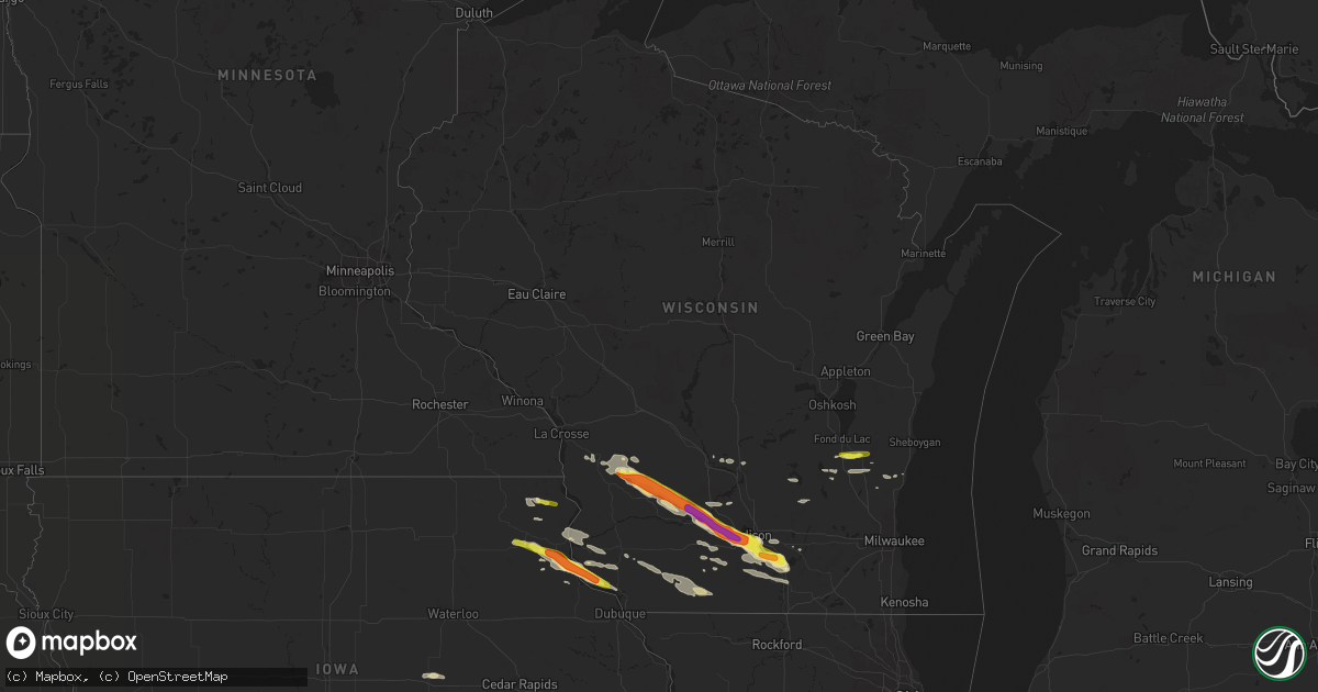 Hail map in Wisconsin on September 19, 2016