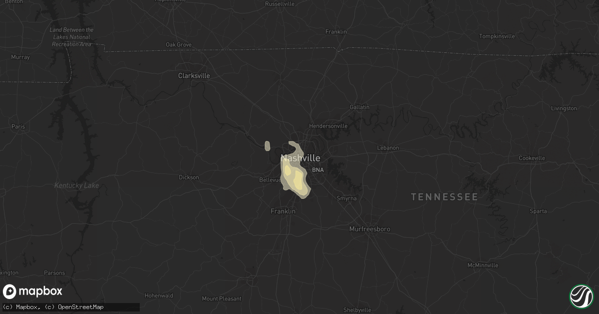 Hail map in Nashville, TN on September 19, 2017