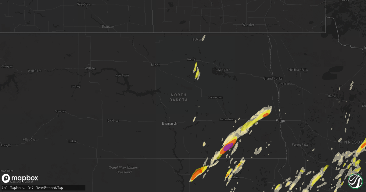 Hail map in North Dakota on September 19, 2017