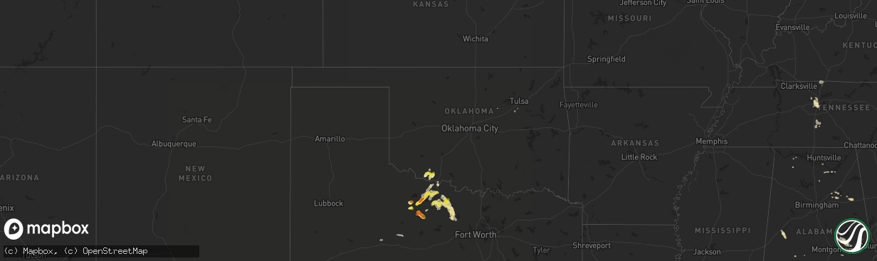 Hail map in Oklahoma on September 19, 2017