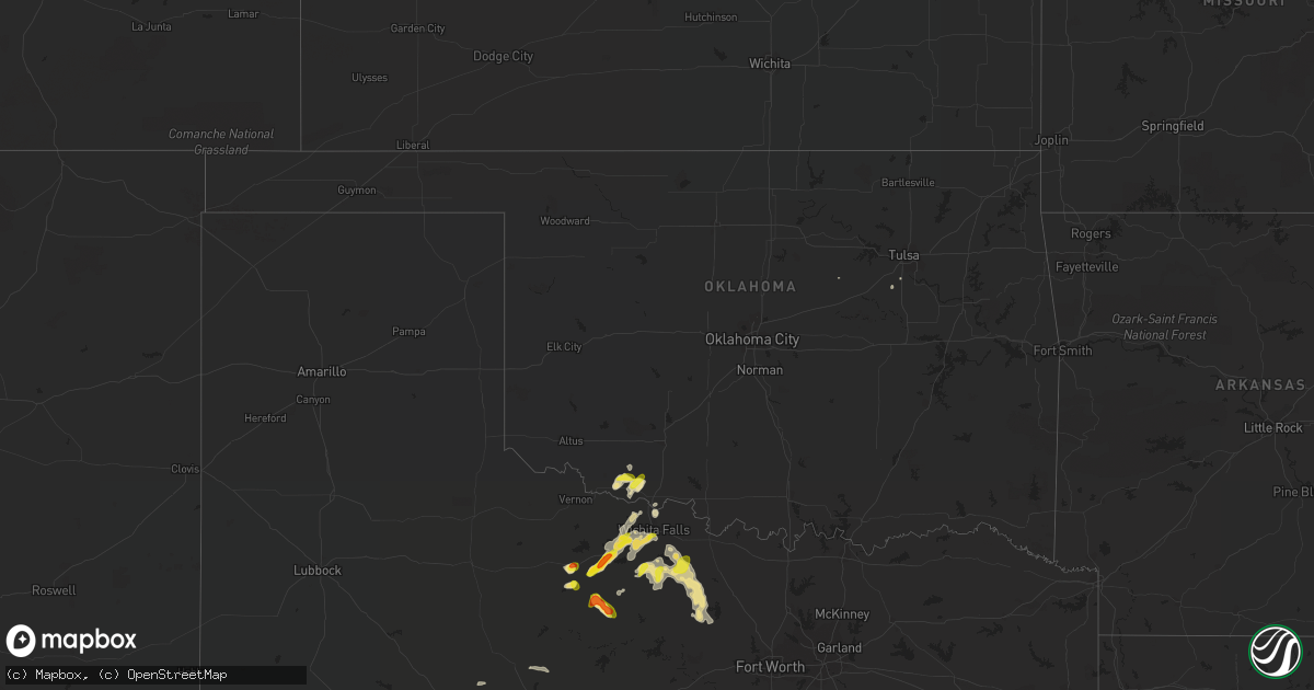 Hail map in Oklahoma on September 19, 2017
