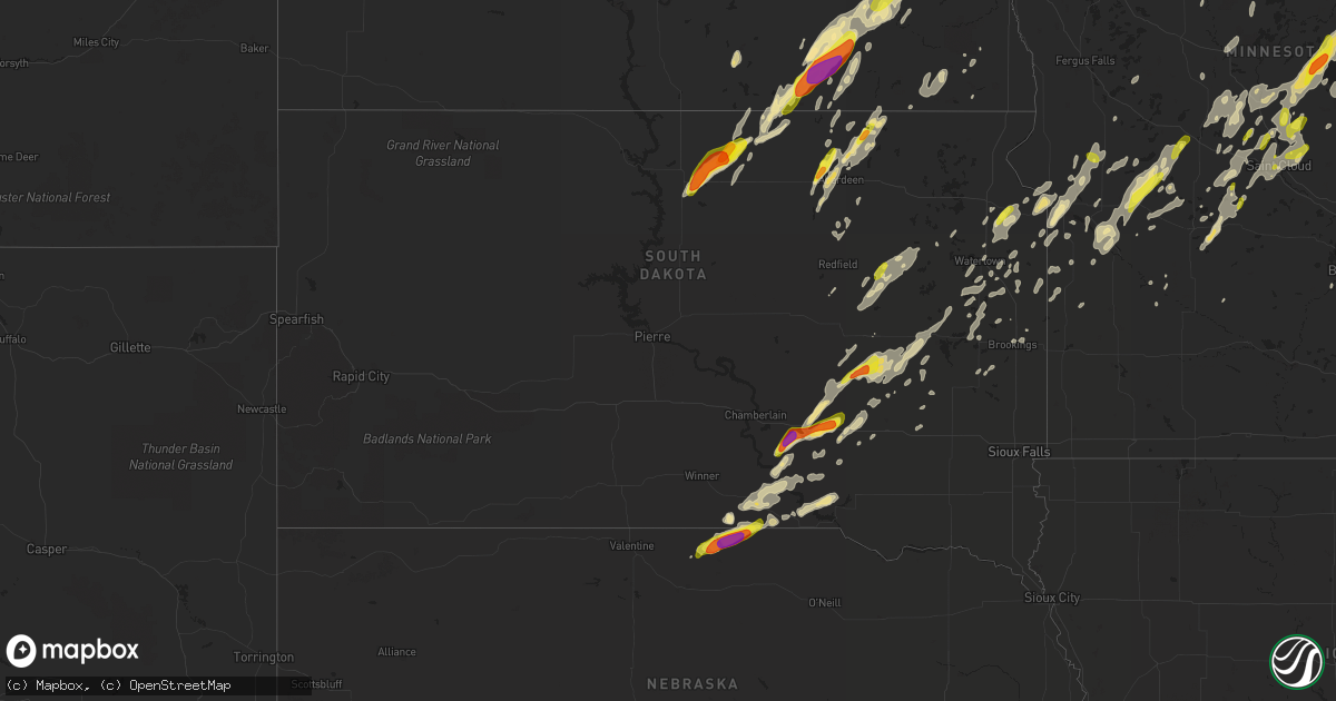 Hail map in South Dakota on September 19, 2017