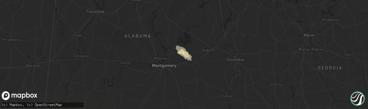 Hail map in Tallassee, AL on September 19, 2017