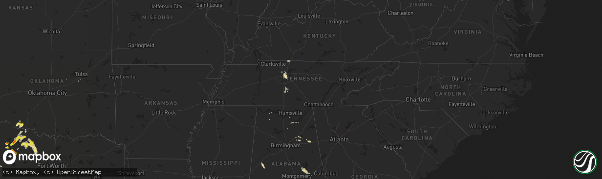 Hail map in Tennessee on September 19, 2017