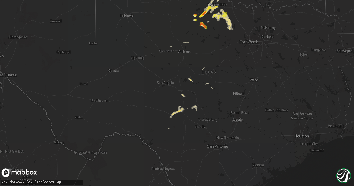 Hail map in Texas on September 19, 2017