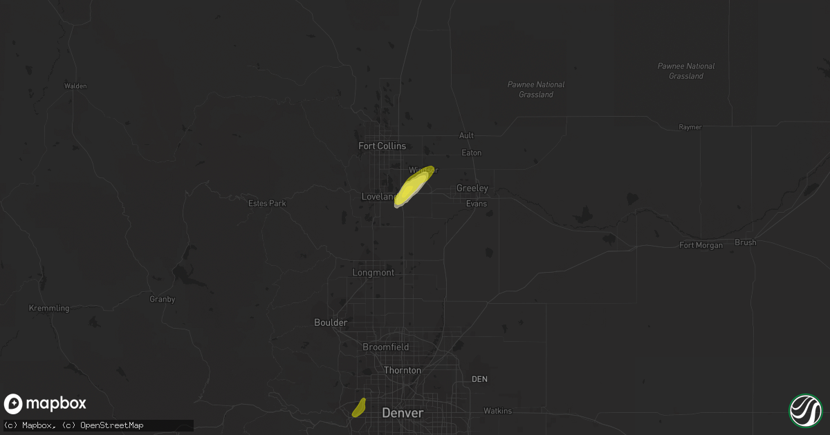 Hail map in Johnstown, CO on September 19, 2018