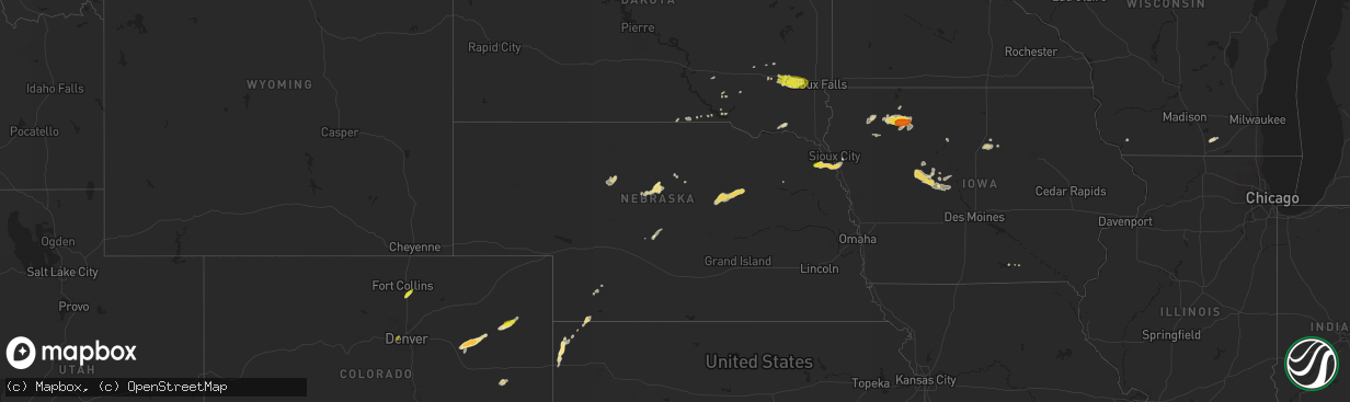 Hail map in Nebraska on September 19, 2018