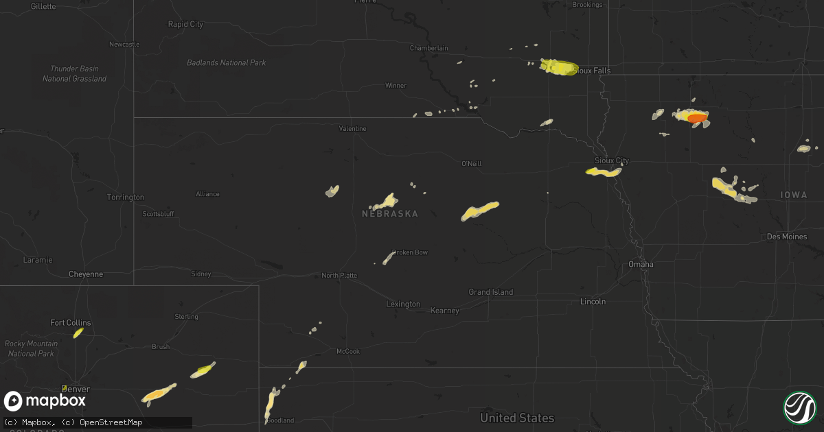 Hail map in Nebraska on September 19, 2018