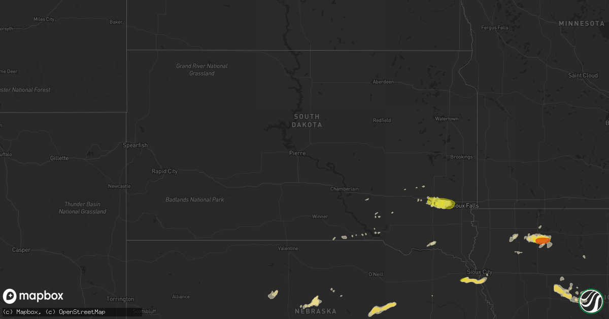 Hail map in South Dakota on September 19, 2018