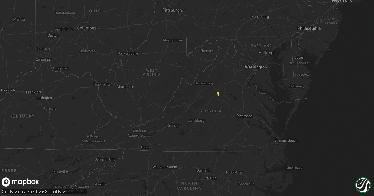 Hail map in Virginia on September 19, 2018