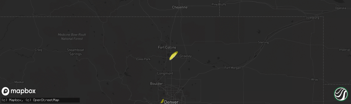 Hail map in Windsor, CO on September 19, 2018