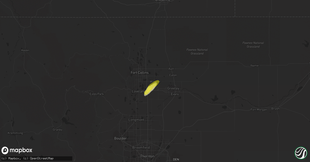 Hail map in Windsor, CO on September 19, 2018