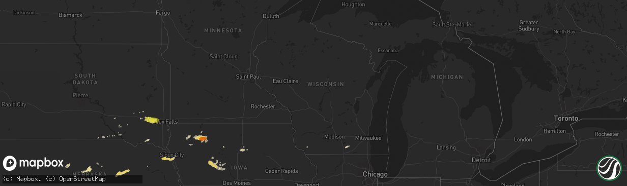 Hail map in Wisconsin on September 19, 2018