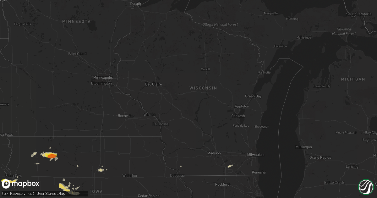 Hail map in Wisconsin on September 19, 2018