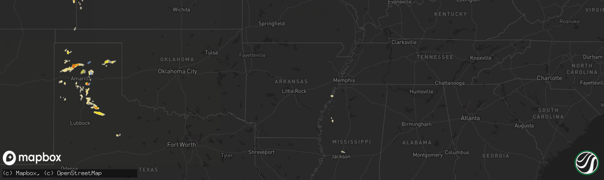 Hail map in Arkansas on September 19, 2019