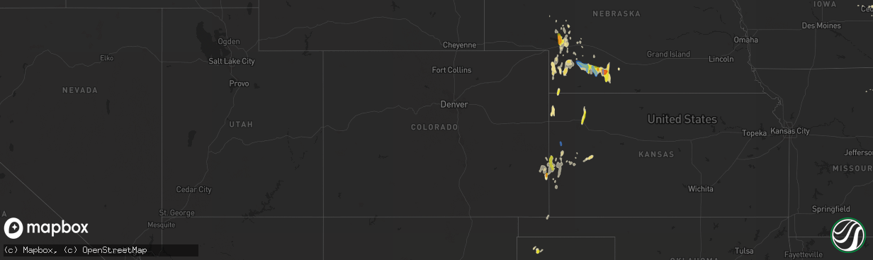 Hail map in Colorado on September 19, 2019