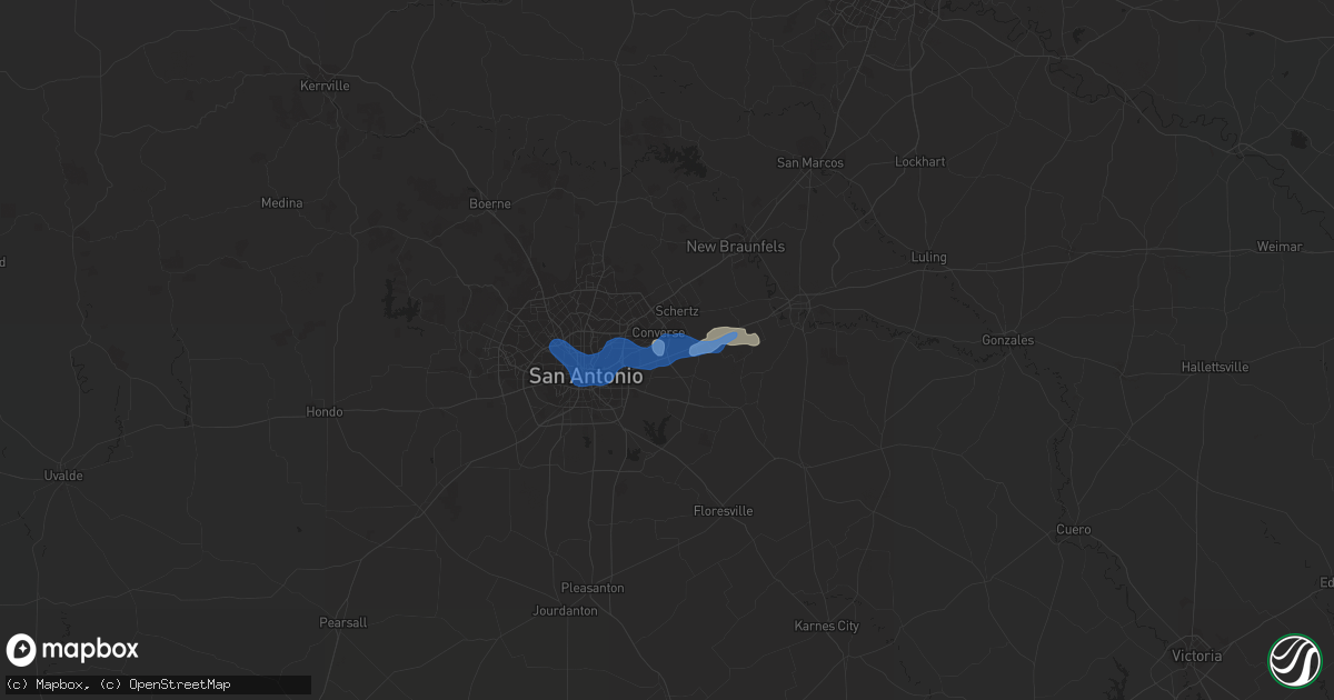 Hail map in Converse, TX on September 19, 2019