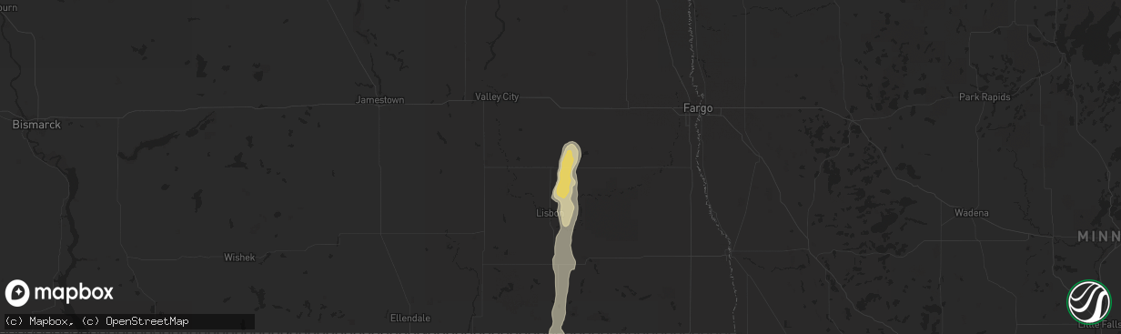 Hail map in Enderlin, ND on September 19, 2019