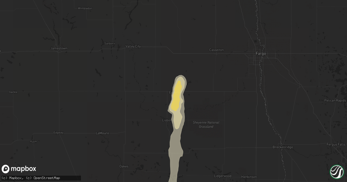 Hail map in Enderlin, ND on September 19, 2019