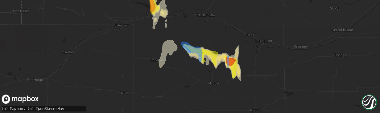 Hail map in Hayes Center, NE on September 19, 2019